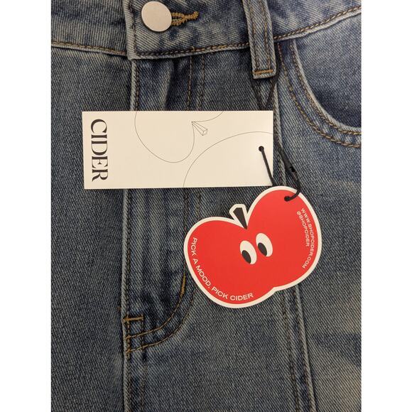 Cider Mid Rise Star Pattern Wide Leg Jeans Womens Small Denim Pants Streetwear - Picture 4 of 6